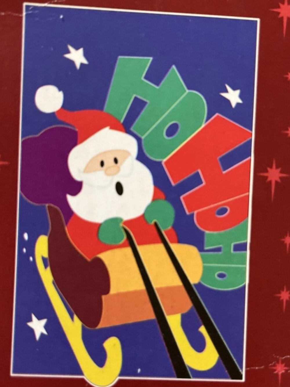 Vintage Ho Ho Ho Santa Christmas Flag 🎅🎄 Bold Holiday Decor 90s